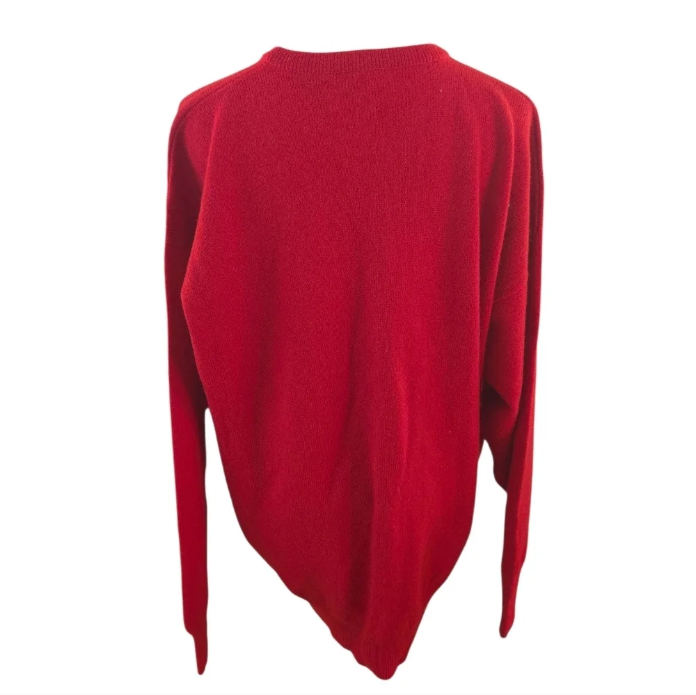 Pringle Of Scotland Vintage Red Wool Embroidered Golf Sweater